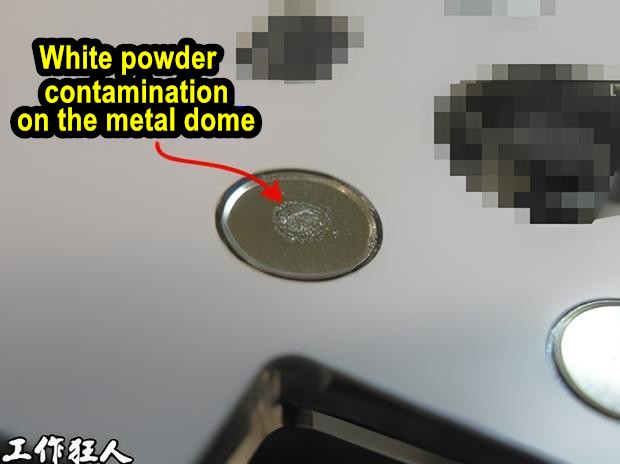 Suspeted oil contamination on PCB.