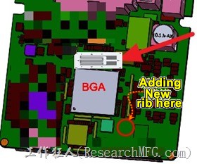 BGA solder cracking : adding new rib here