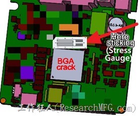 BGA solder cracking - sticking strain guage here