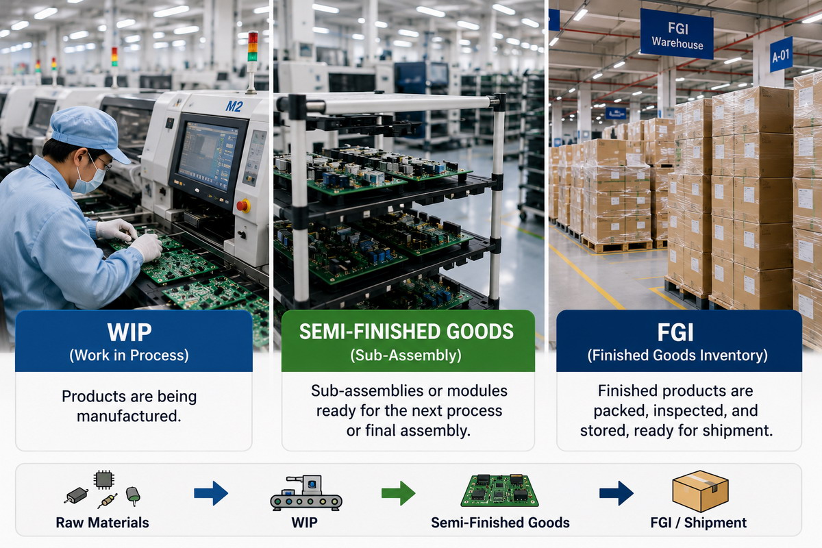 What Are WIP (Work-in-Process), FGI (Finished Goods Inventory), and Semi-Finished Goods?